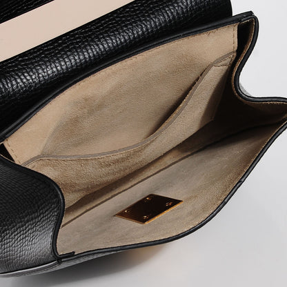 Chloe Grained Calfskin Lambskin Mini Bi-Color Drew Shoulder Bag Black Powder Beige 5 of 7