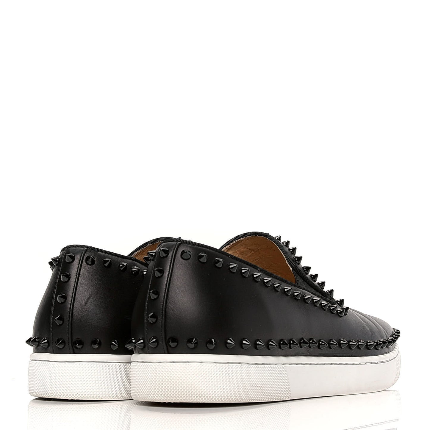Calfskin Spikes Mens Roller Boat Flats 45 Black