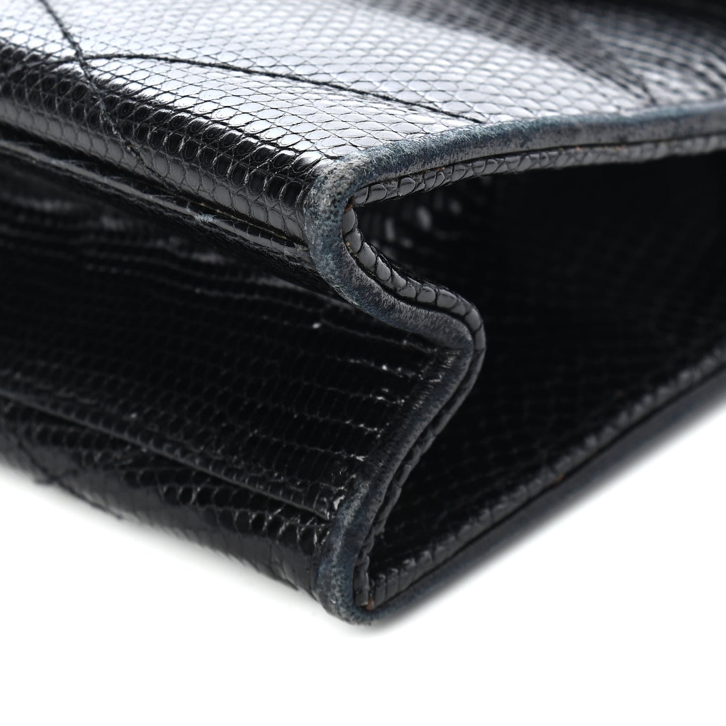 Lizard Quilted CC Single Flap Bag Black