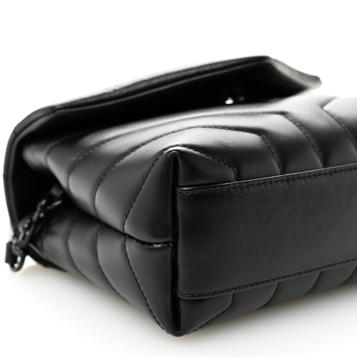 Calfskin Y Quilted Monogram Monochrome Toy Loulou Crossbody Bag Black