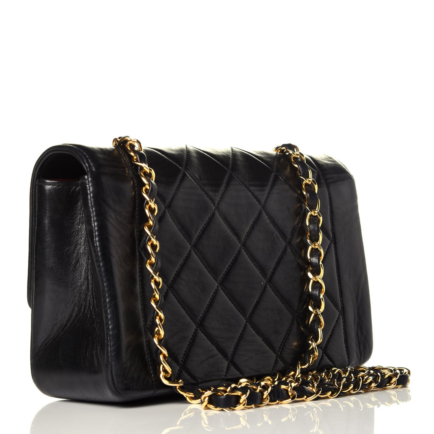 Lambskin Quilted Small Single Flap Black