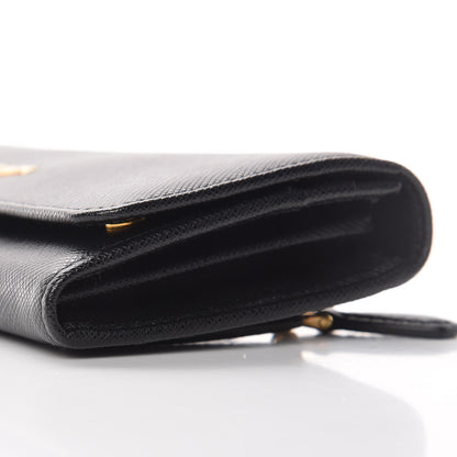 Prada Saffiano Metal Continental Flap Wallet Black 10 of 10