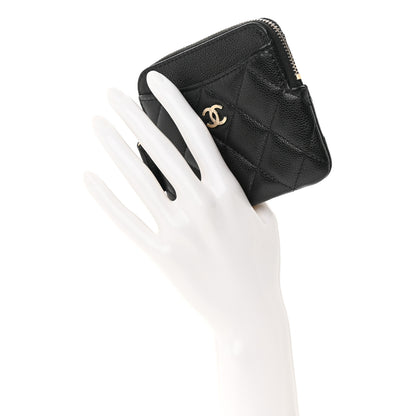 Chanel Caviar Quilted Zip Card Holder Wallet Black 2 of 10