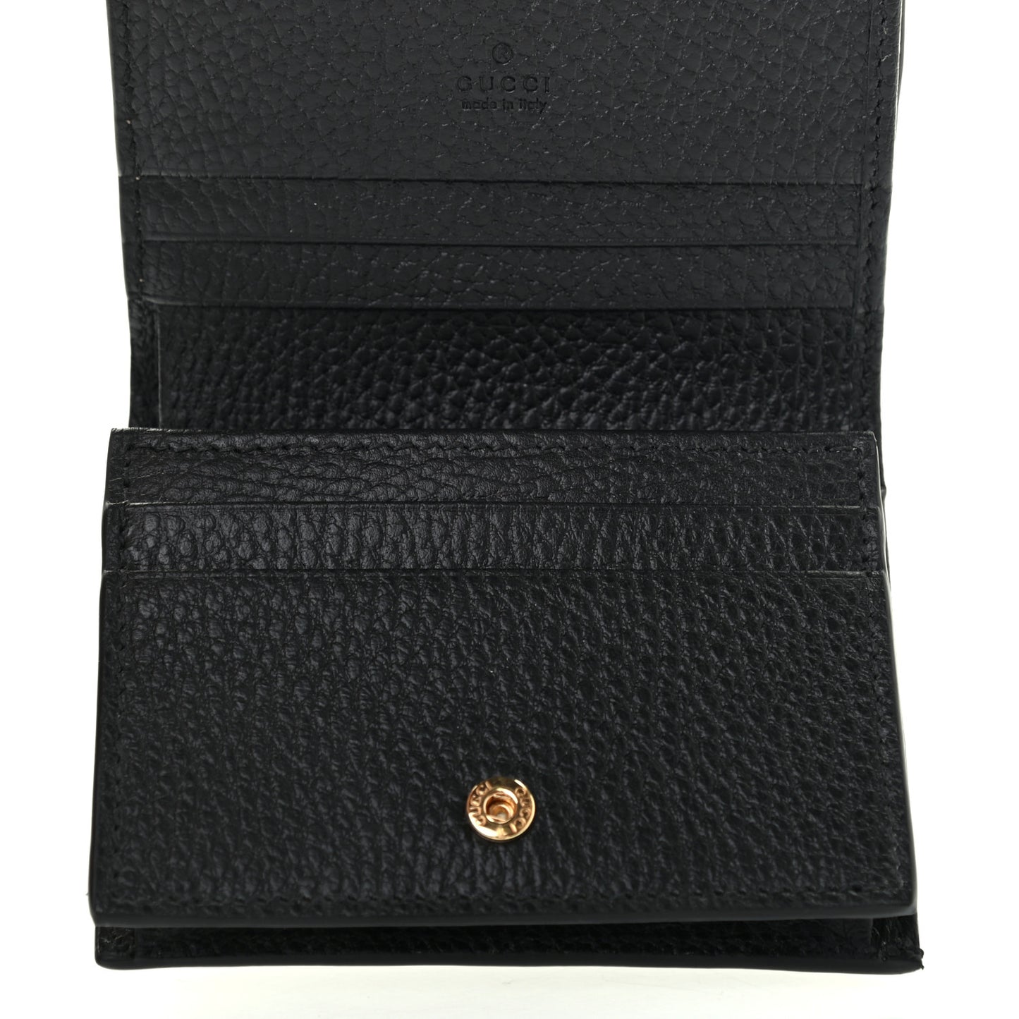 Dollar Calfskin GG Supreme Monogram GG Marmont Card Case Black Beige Ebony