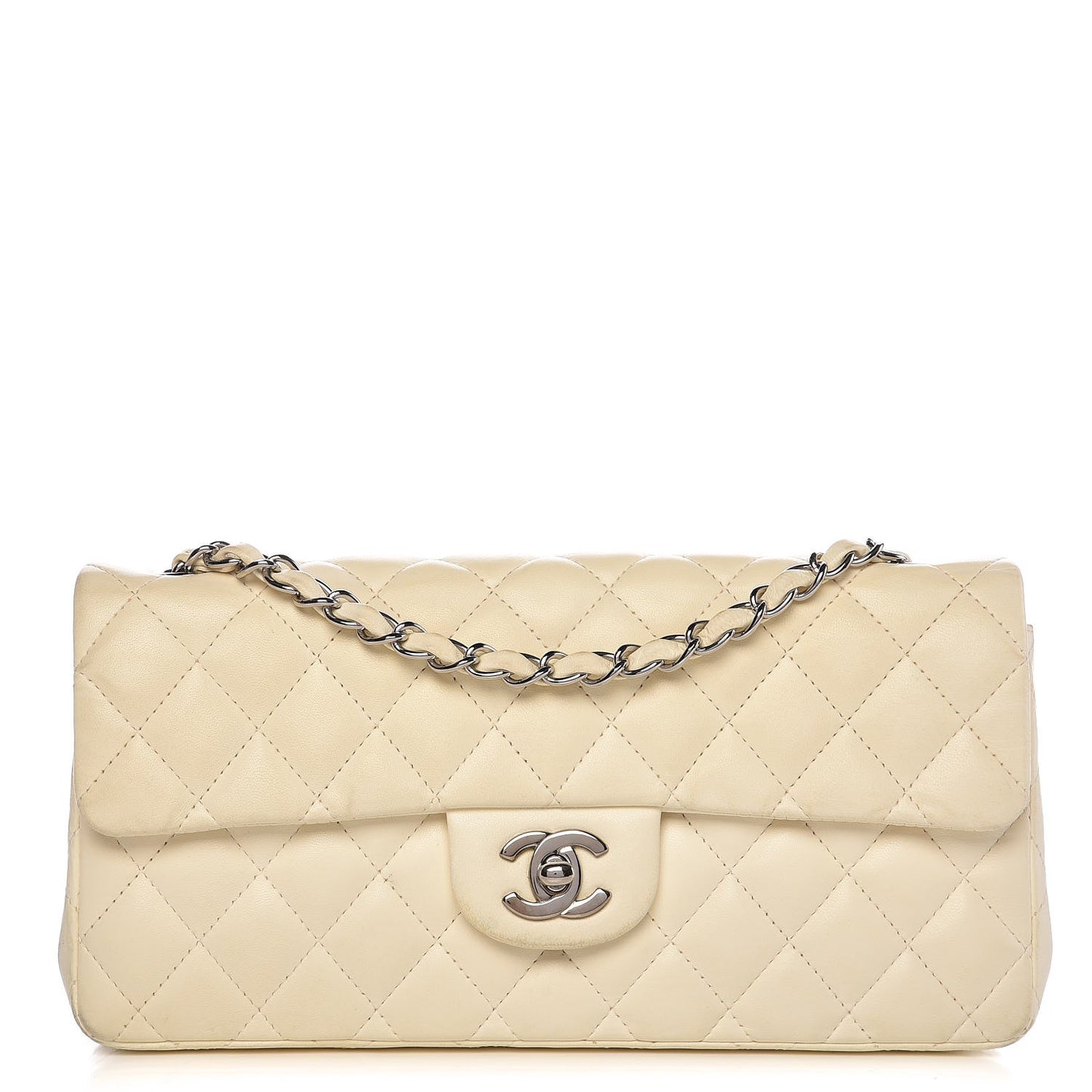 Lambskin Quilted East West Flap White