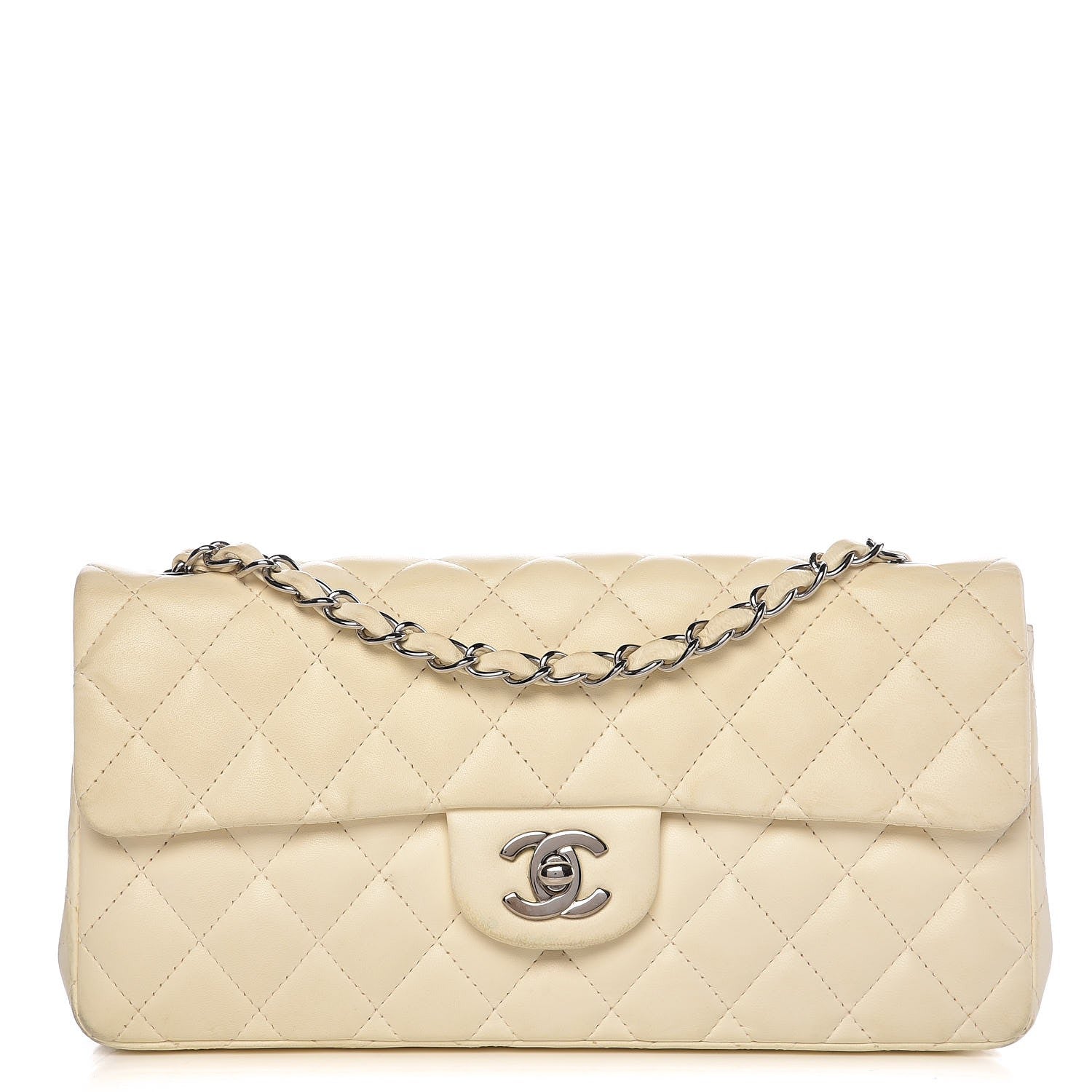 Chanel Lambskin Quilted East West Flap White 1 of 12