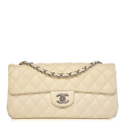 Chanel Lambskin Quilted East West Flap White 1 of 12