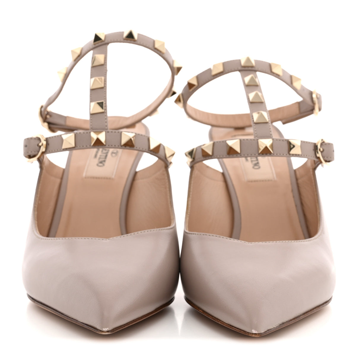Valentino Garavani Calfskin Nappa Rockstud Ankle Strap 100mm Pumps 37 Poudre 3 of 11