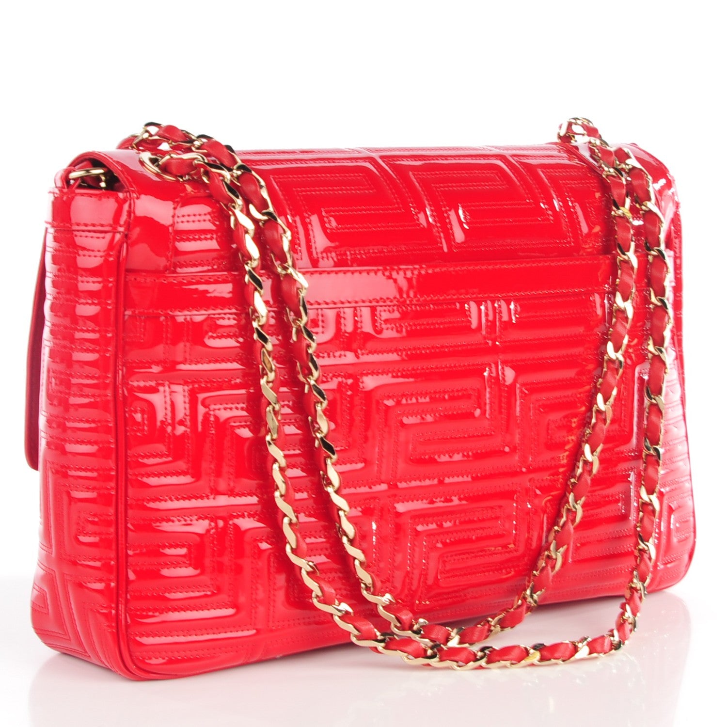 Versace Patent Borsa Couture Shoulder Bag Rosso 3 of 8