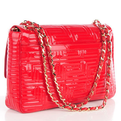 Versace Patent Borsa Couture Shoulder Bag Rosso 3 of 8
