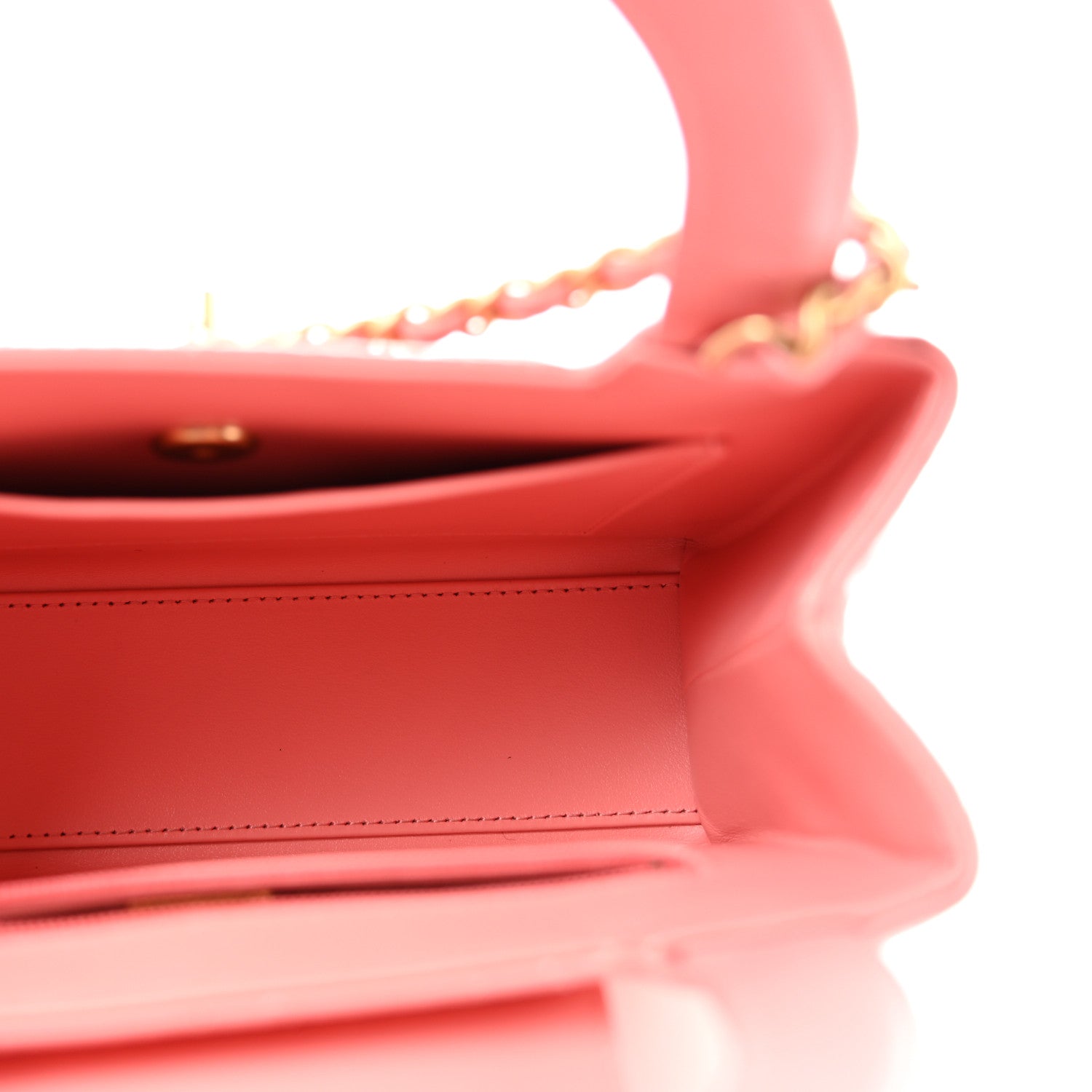 Chanel Shiny Aged Calfskin Quilted Nano Kelly Shopper Coral Pink 5 of 14