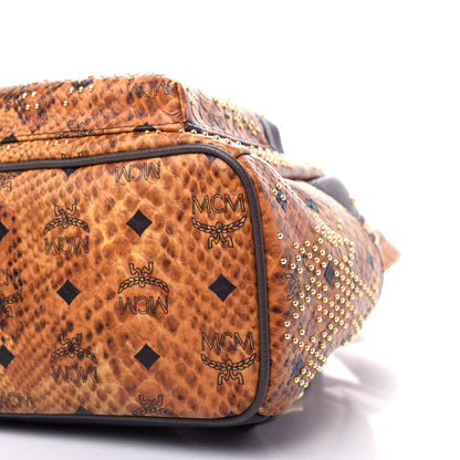 MCM Visetos Snakeskin Printed Studded Small Stark Backpack Brown 8 of 9