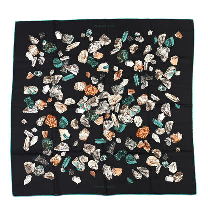 Hermes Silk Mineraux Scarf 90 Black Turquoise Beige 1 of 5