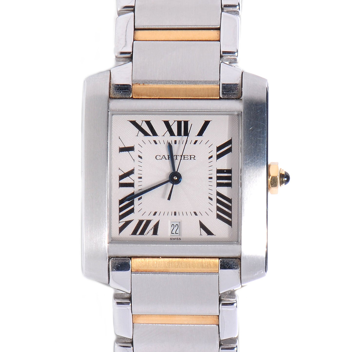 Stainless Steel 18K Yellow Gold 28mm Tank Francaise Automatic Watch
