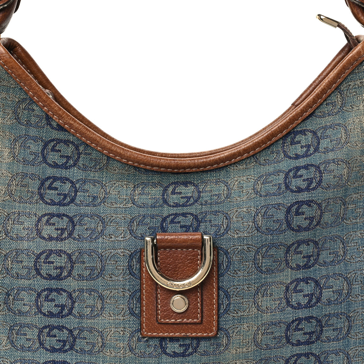 Denim GG Medium Abbey Ring Hobo Blue