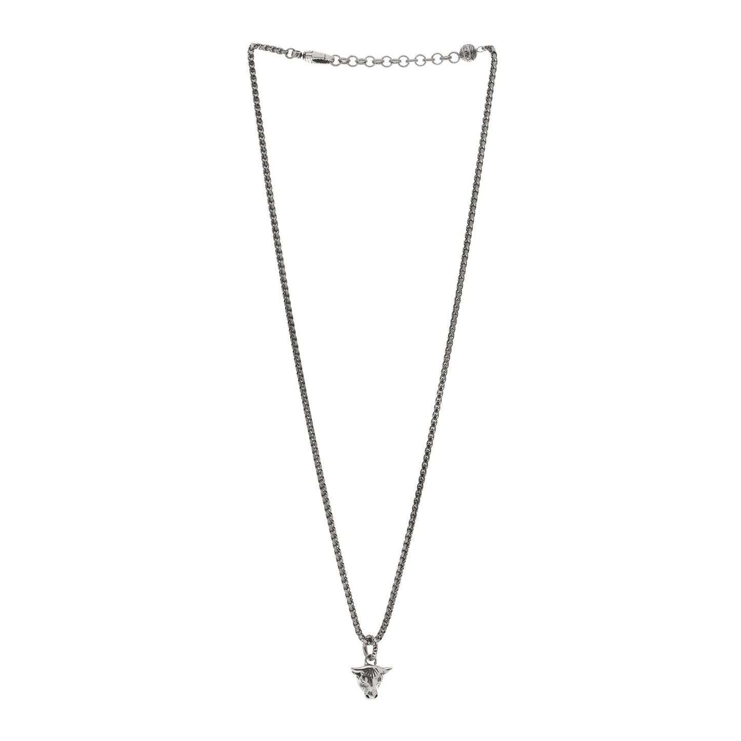 Sterling Silver Anger Forest Bull Head Necklace