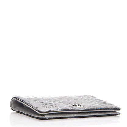Chanel Lambskin Camellia Embossed Yen Wallet Black 4 of 8