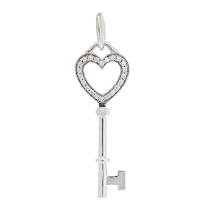 Tiffany 18K White Gold Diamond Heart Key Pendant 1 of 5