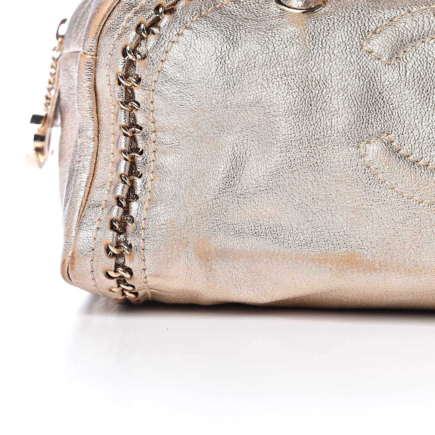 Metallic Goatskin Medium Luxe Ligne Bowler Gold