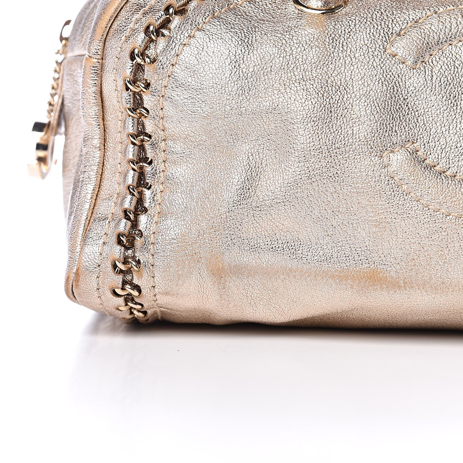 Chanel Metallic Goatskin Medium Luxe Ligne Bowler Gold 8 of 15