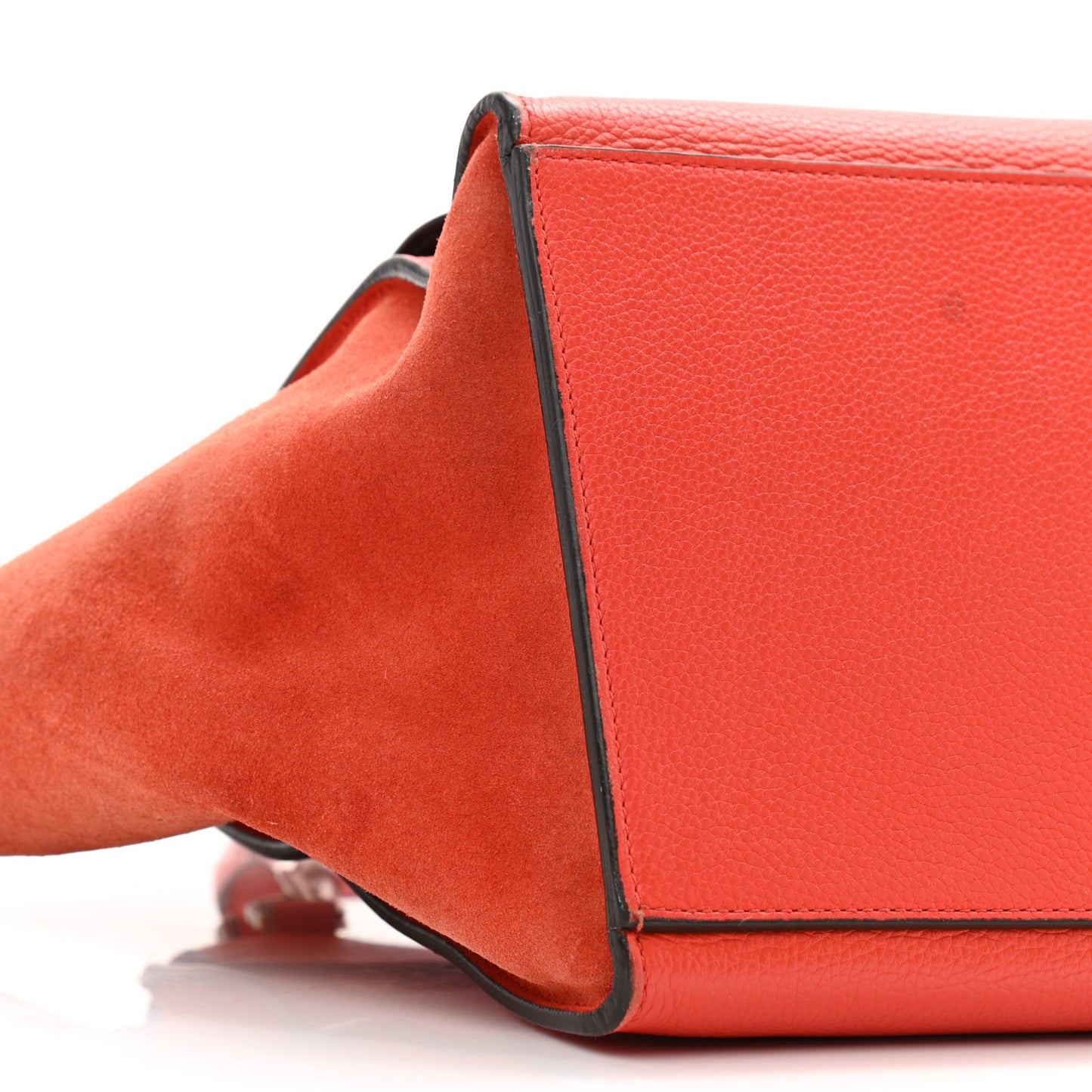 Drummed Calfskin Suede Medium Trapeze Coquelicot
