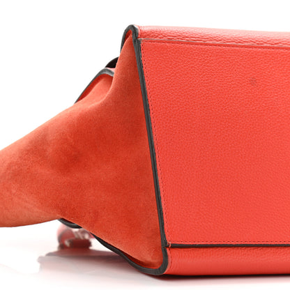 Celine Drummed Calfskin Suede Medium Trapeze Coquelicot 19 of 20