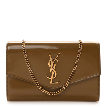 Saint Laurent Patent Calfskin Uptown Chain Wallet Taupe 1 of 11
