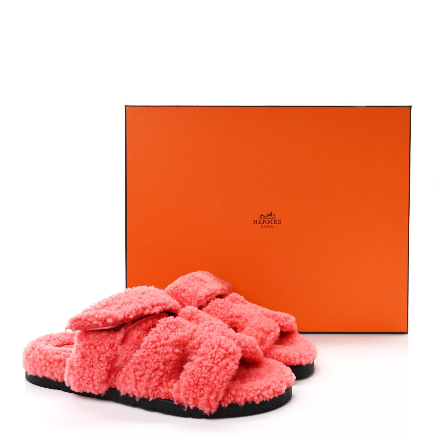 Hermes Woolskin Womens Chypre Sandals 38.5 Rose Du Desert 9 of 9