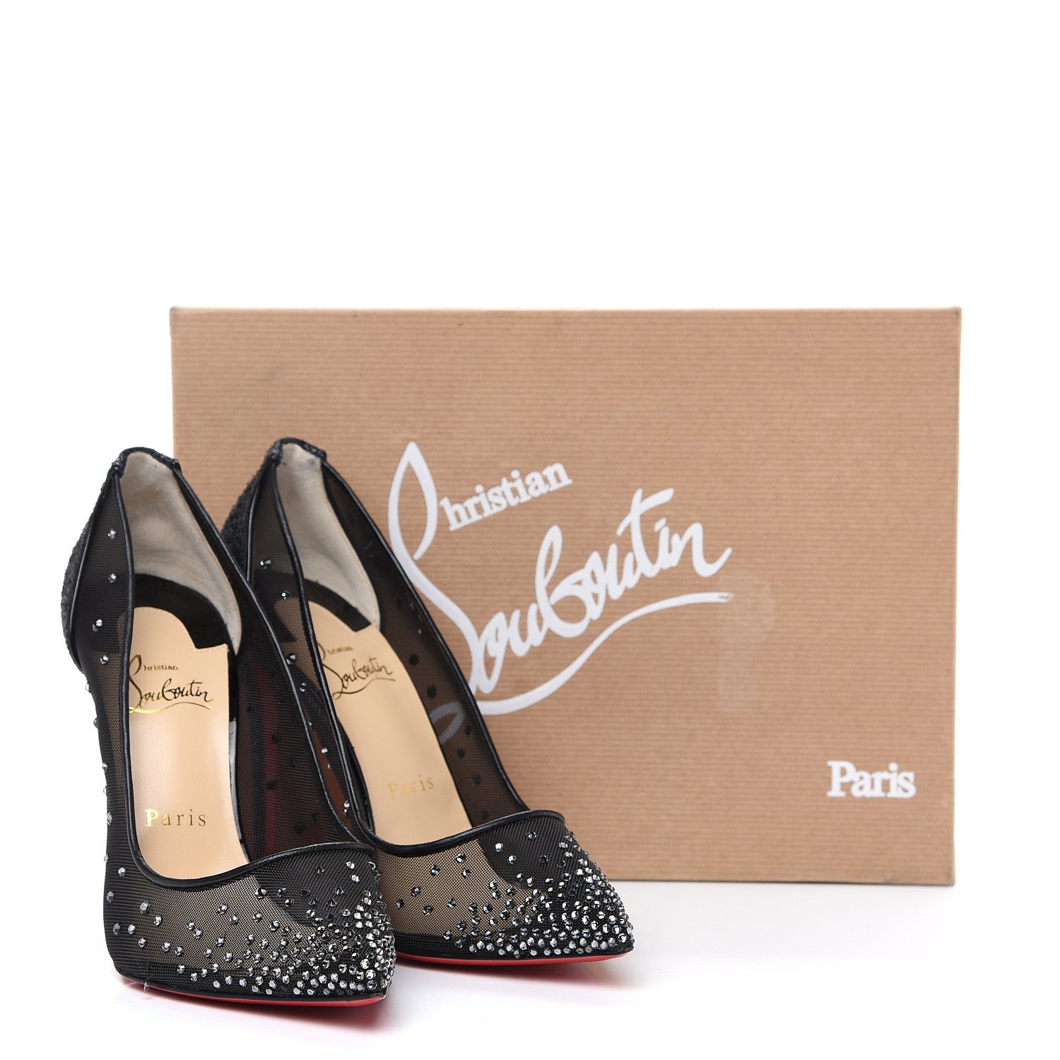 Christian Louboutin Rete Glitter Mini Specchio Strass Follies 100 Pumps 38 Black 9 of 9