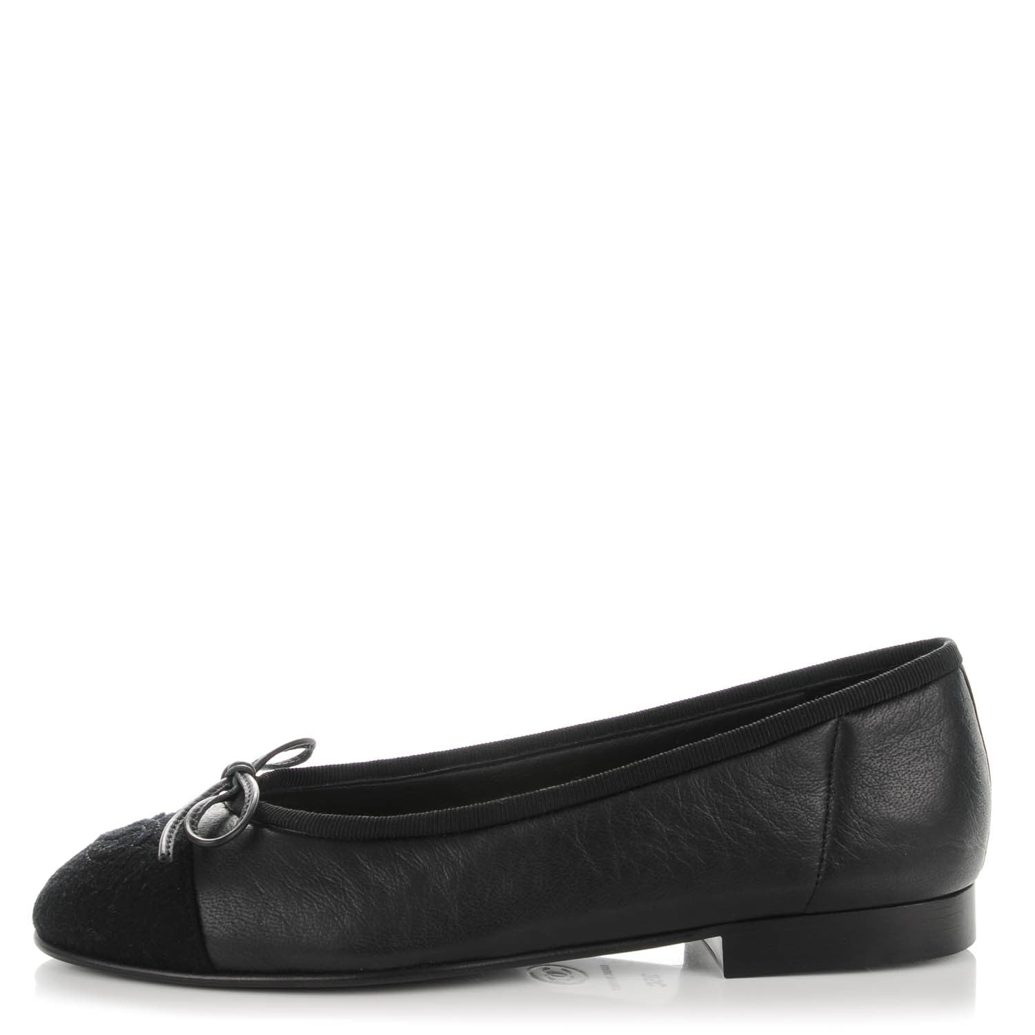 Chanel Lambskin Felt CC Cap Toe Ballerina Flats 35 Black 1 of 8