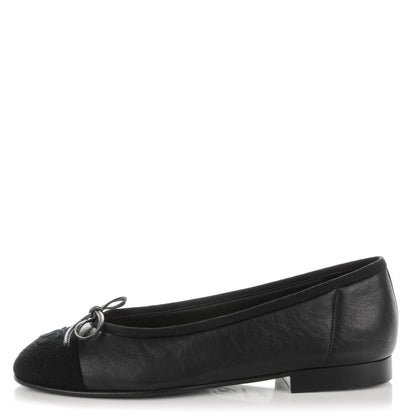 Chanel Lambskin Felt CC Cap Toe Ballerina Flats 35 Black 1 of 8