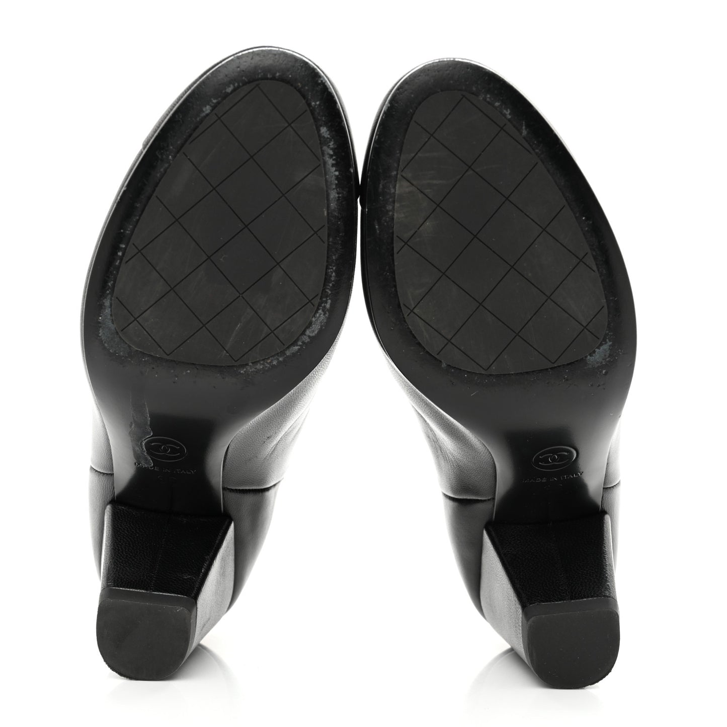Lambskin Cap Toe CC Short Ankle Boots 36 Black
