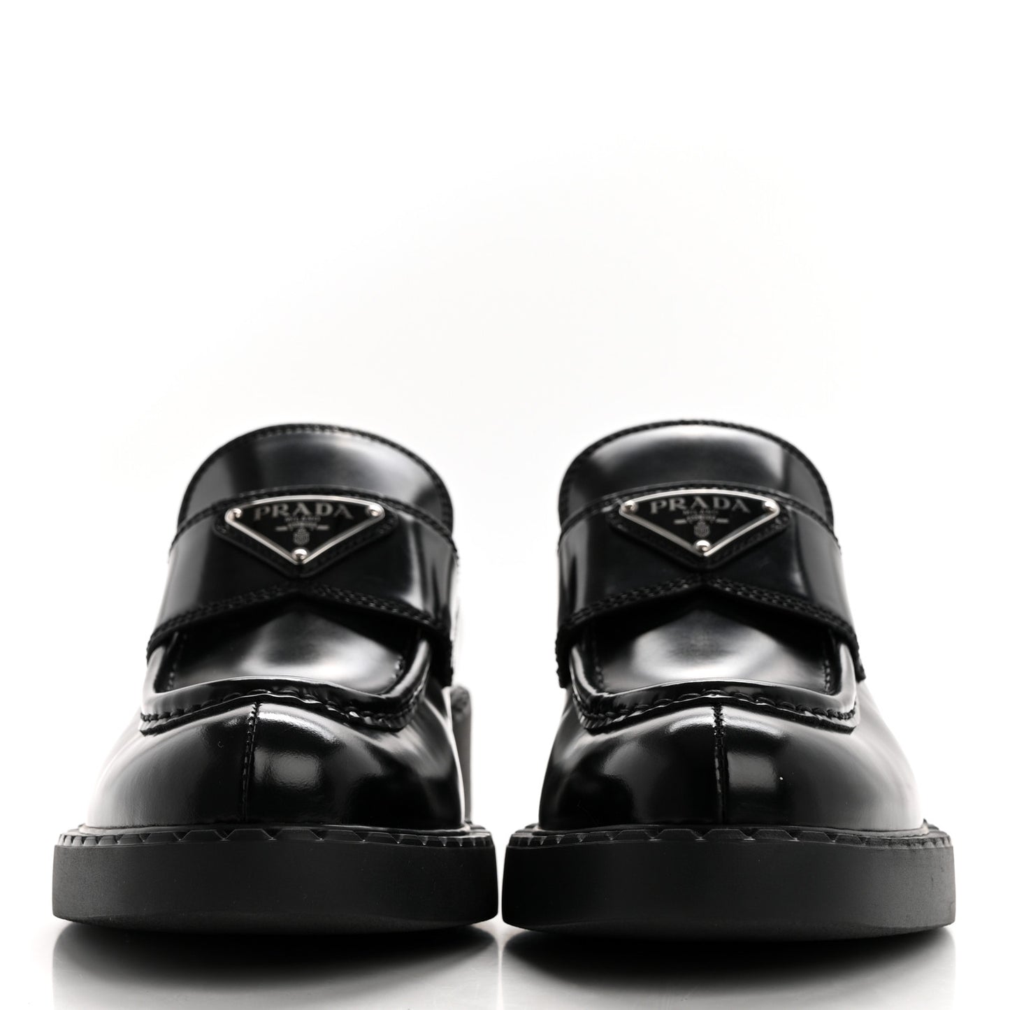Spazzolato Metal Triangle Logo 50mm Loafers 37 Black