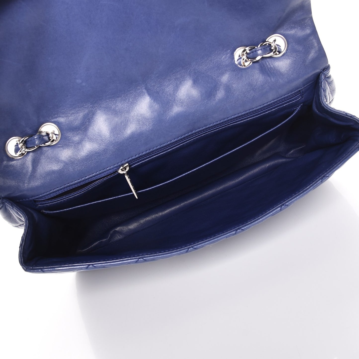 Lambskin Quilted Jumbo Single Flap Blue