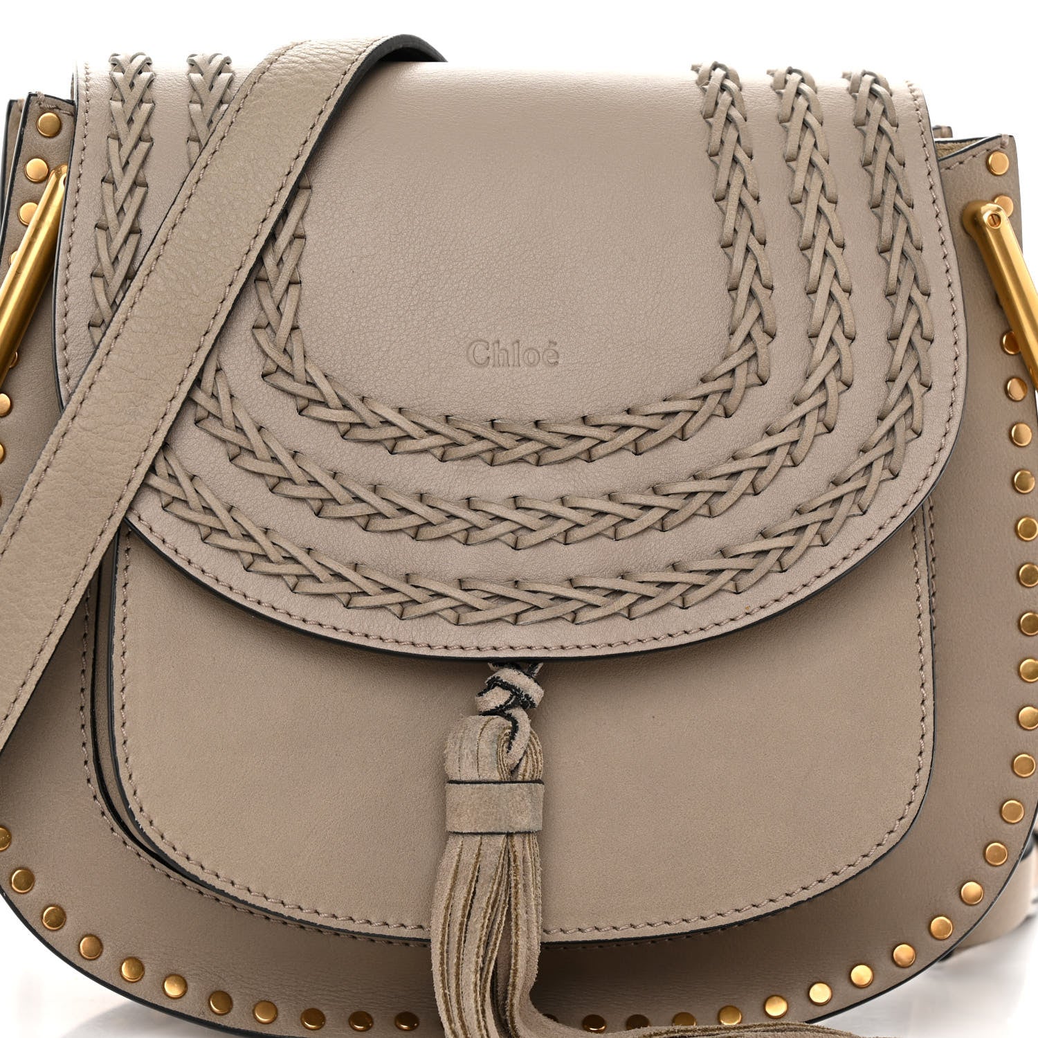 Chloe Calfskin Braided Small Hudson Shoulder Bag Motty Grey 7 of 9