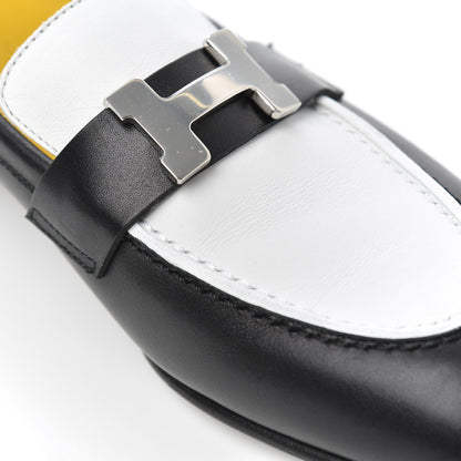 Hermes Womens Paris Loafers 36.5 Black White 8 of 14