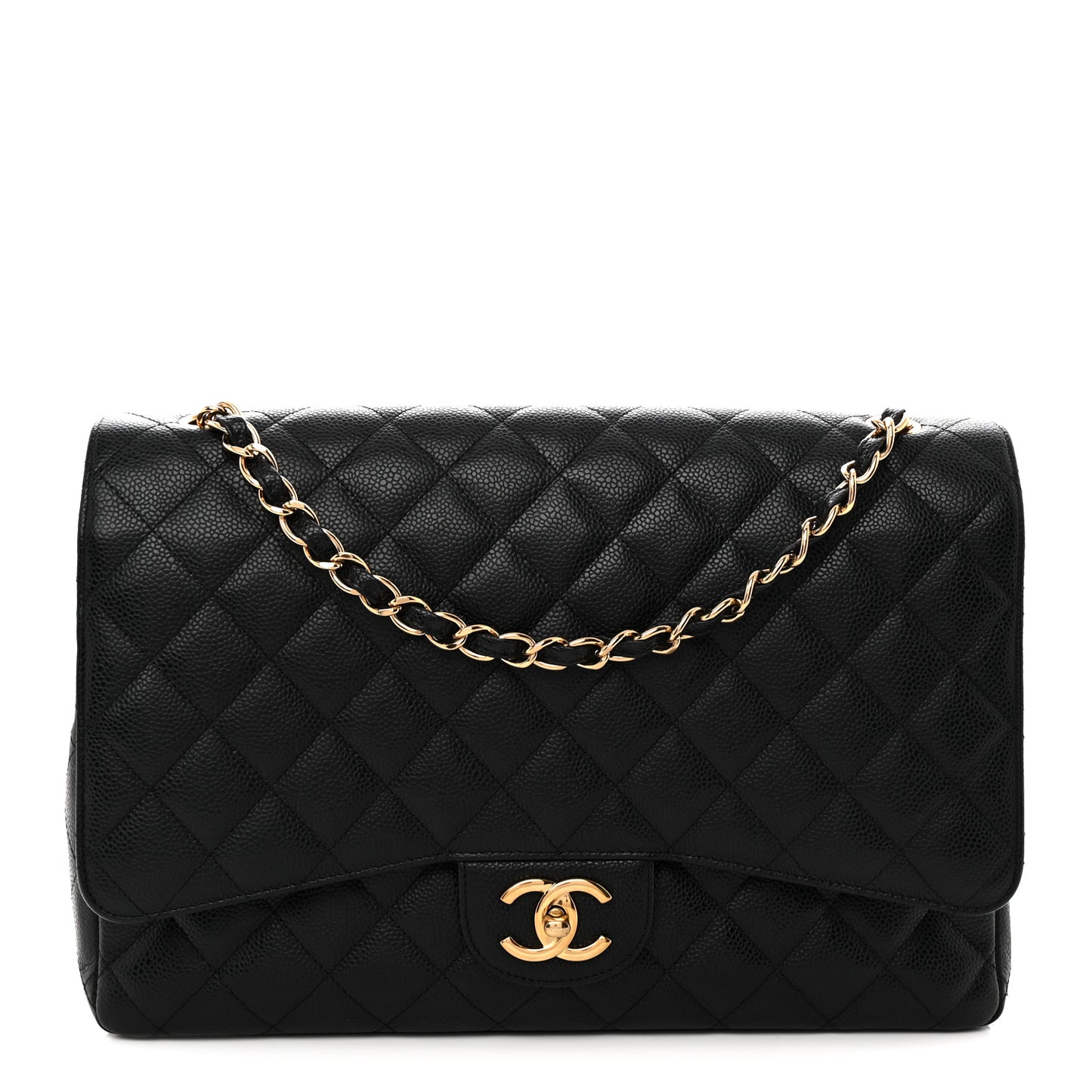 Caviar Quilted Maxi Double Flap Black