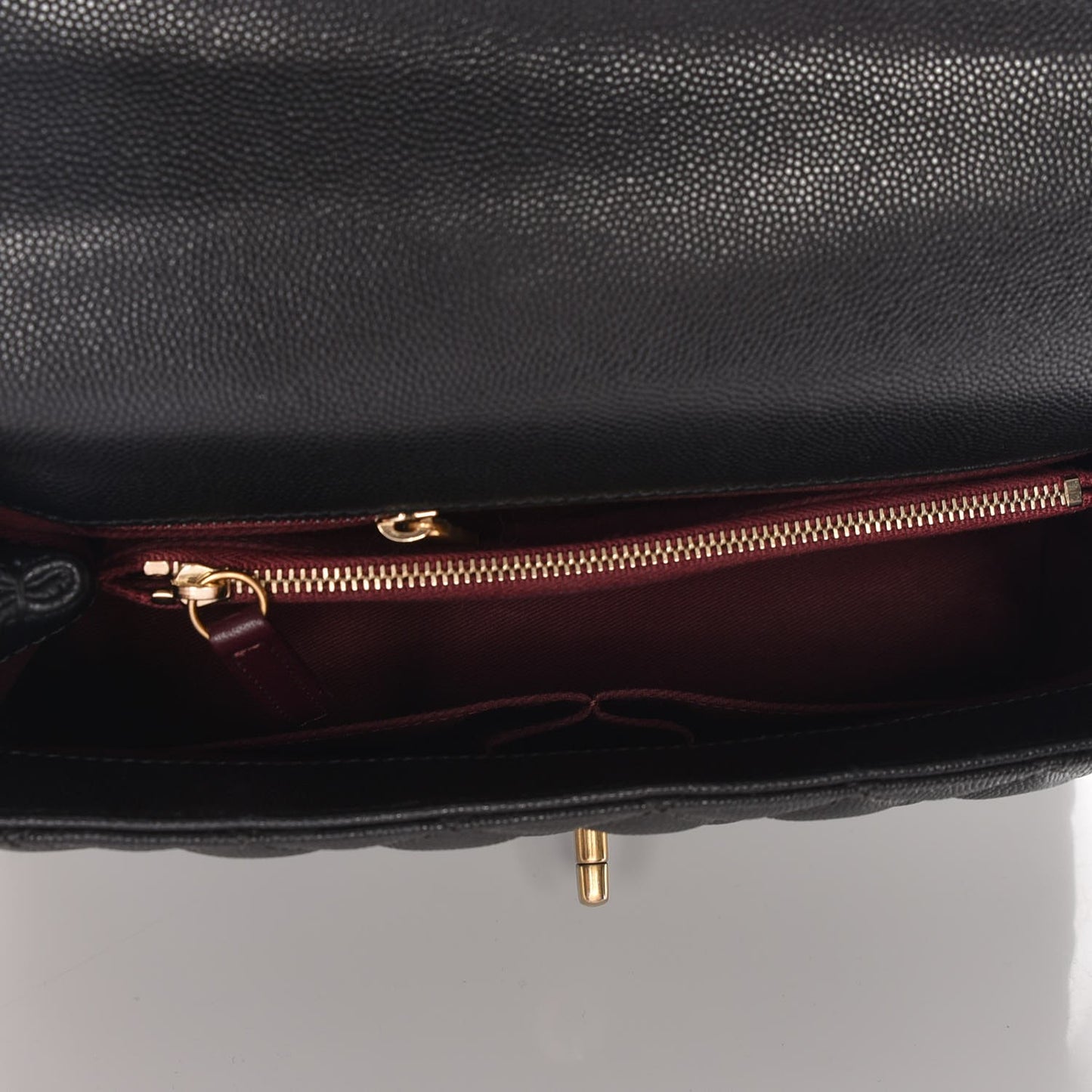 Caviar Quilted Small Coco Handle Flap Black