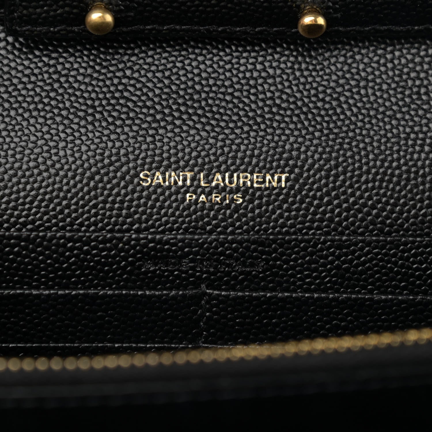 Saint Laurent Grain De Poudre Mixed Matelasse Triquilt Monogram Chain Wallet Black 6 of 11