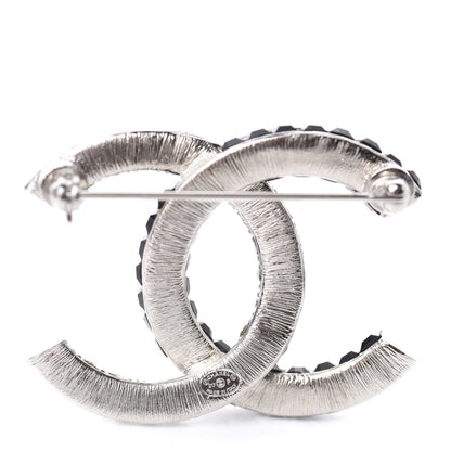 Chanel Baguette Crystal CC Brooch Silver Black 3 of 4