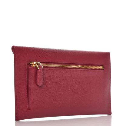 Prada Saffiano Metal Envelope Wallet Ibisco 3 of 7