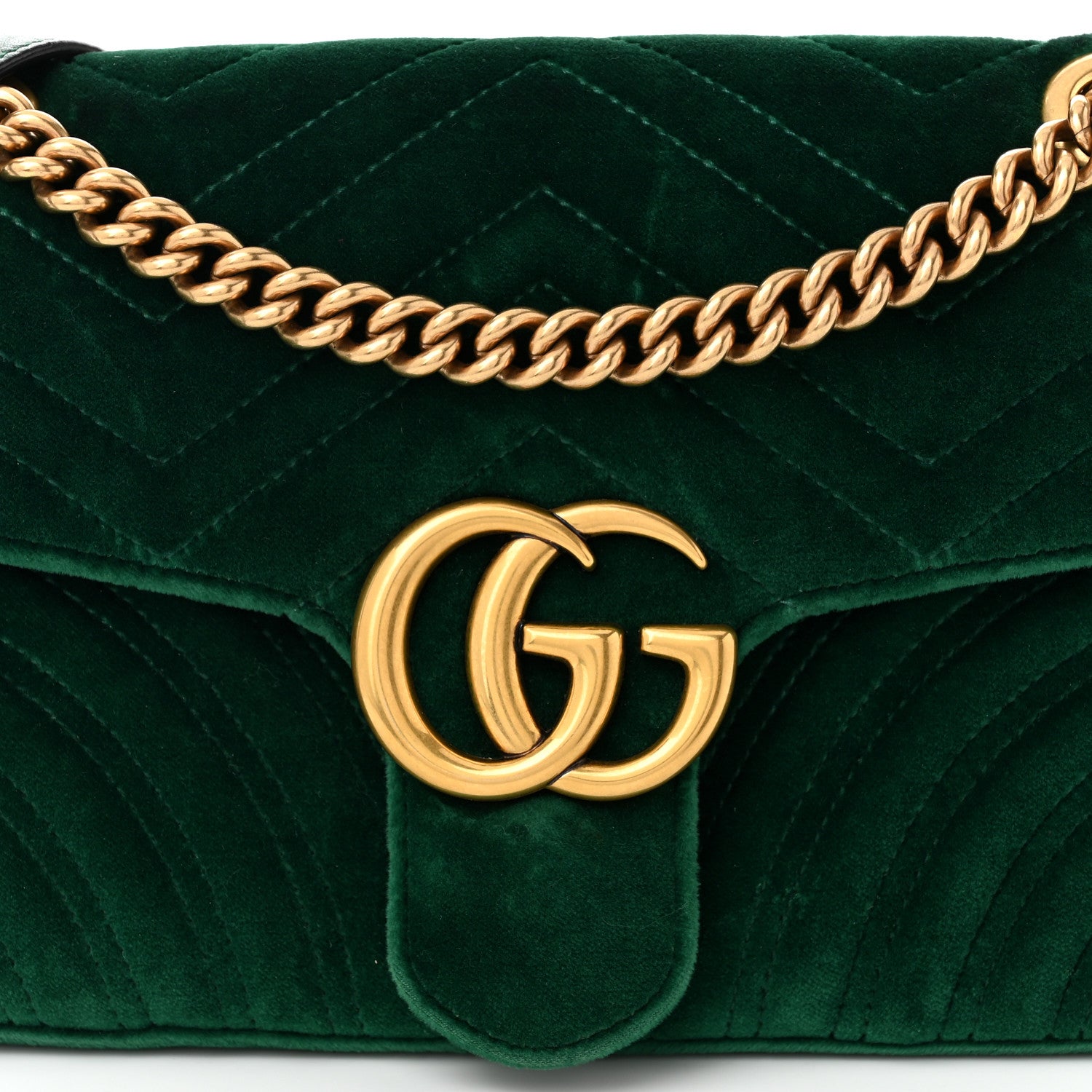 Gucci Velvet Matelasse Small GG Marmont Shoulder Bag Emerald 8 of 10