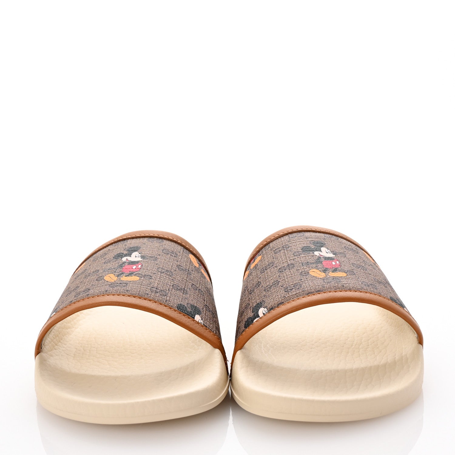 Gucci X DISNEY Mini Vintage GG Supreme Monogram Mickey Mouse Womens Slide Sandals 35 Beige Vintage Sun Oil 3 of 9