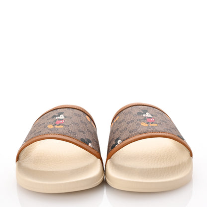 Gucci X DISNEY Mini Vintage GG Supreme Monogram Mickey Mouse Womens Slide Sandals 35 Beige Vintage Sun Oil 3 of 9