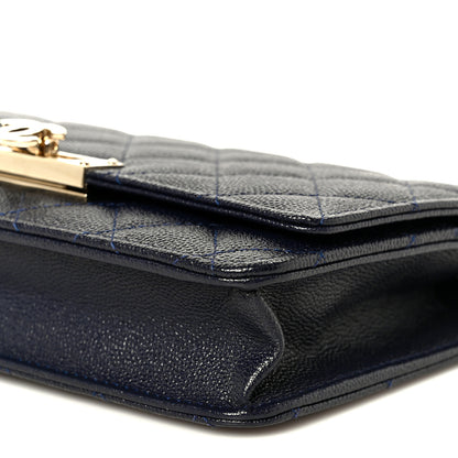 Chanel Caviar Quilted Golden Class Wallet On Chain WOC Navy 11 of 11