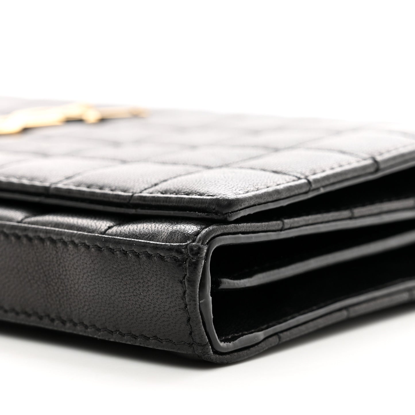 Lambskin Carre Quilted Cassandre Chain Wallet Black