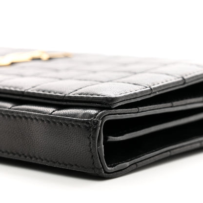Saint Laurent Lambskin Carre Quilted Cassandre Chain Wallet Black 10 of 12