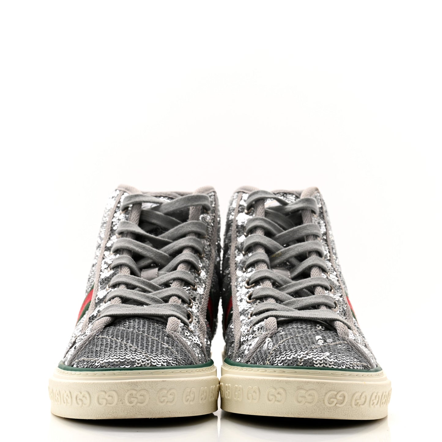 Sequin Web Matelasse Womens 1977 Tennis High Top Sneakers 37.5 Silver Light Grey
