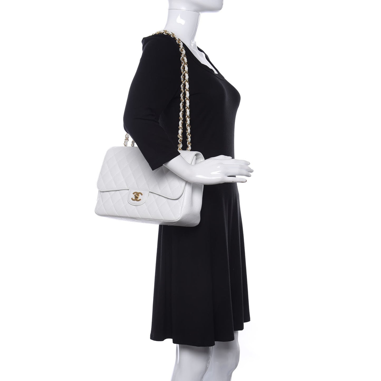 Caviar Quilted Jumbo Single Flap White