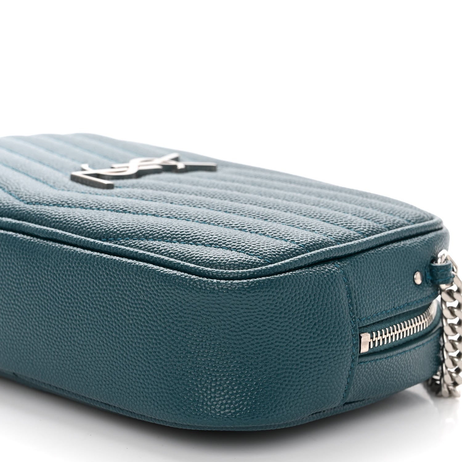 Saint Laurent Grain De Poudre Matelasse Monogram Mini Lou Camera Bag Petrol Green 9 of 9